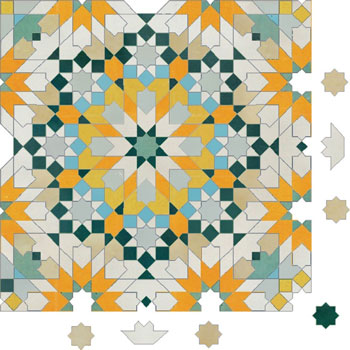 Mosaic House Moroccan tile Batha 1-29-24-18-30-13-11-12 White,   Beige,   Light Green,   Light Turquoise,   Yellow,   Sea Green,   Orange,   celadon, celadon, green   solid zellige, mosaic, zellij, field, pattern, glaze, classic, stars, intricate, complex, traditional 